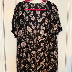 Maurices Black and Purple Floral Cardigan